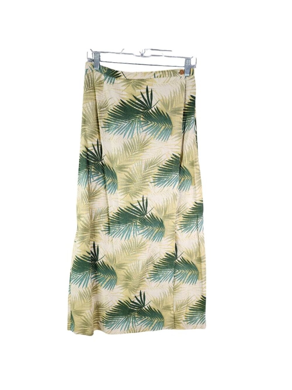 Womens Stonebridge Beige Green Tropical Leaf Print Linen Blend Maxi Skirt Size 8